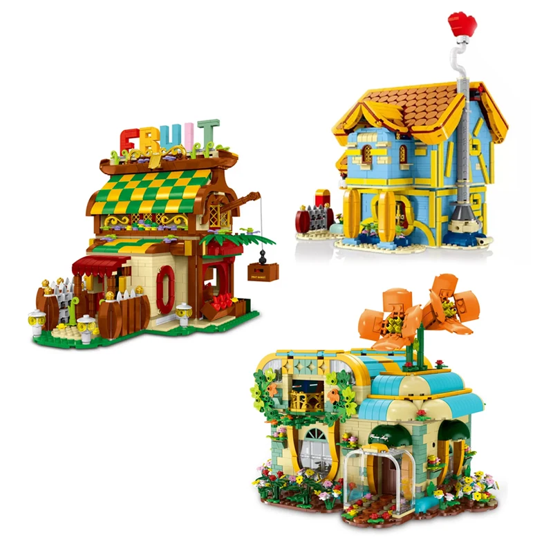 Good Selling Building Block Flower House Miniature Doll House Street View Series Flower Shop Model Building Blocks Set Gift