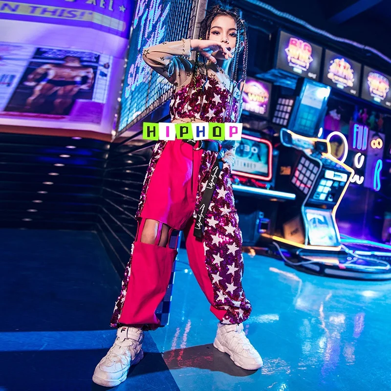 Wholesale Hot Sale Street Jazz Dancing Performance Clothing Suit Loose Fashion Hip-Hop Girl Outfit clothes