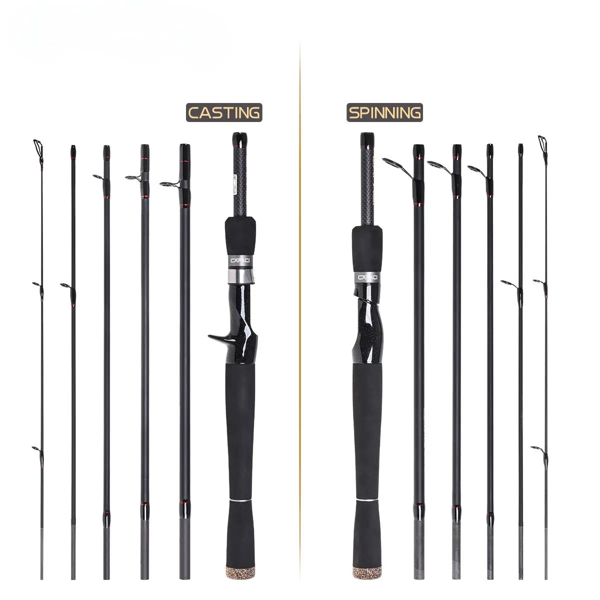 NEW OEM 2.1M/2.4M/2.7M Carbon Fishing Spinning Rod Casting Spinning Portable 6/7 Sections Lightweight Carbon Fiber Fishing Rod