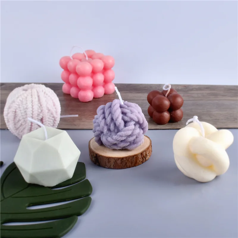 ZO110 wholesale 3d ball candle mold Bead wool ball gypsum chocolate aromatherapy cake decoration tool candle silicone mold