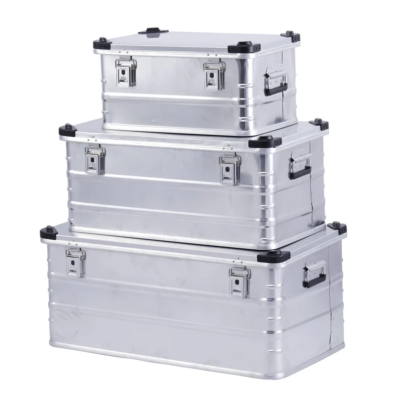 Customized OEM Waterproof large Aluminium Storage box for camping with lock