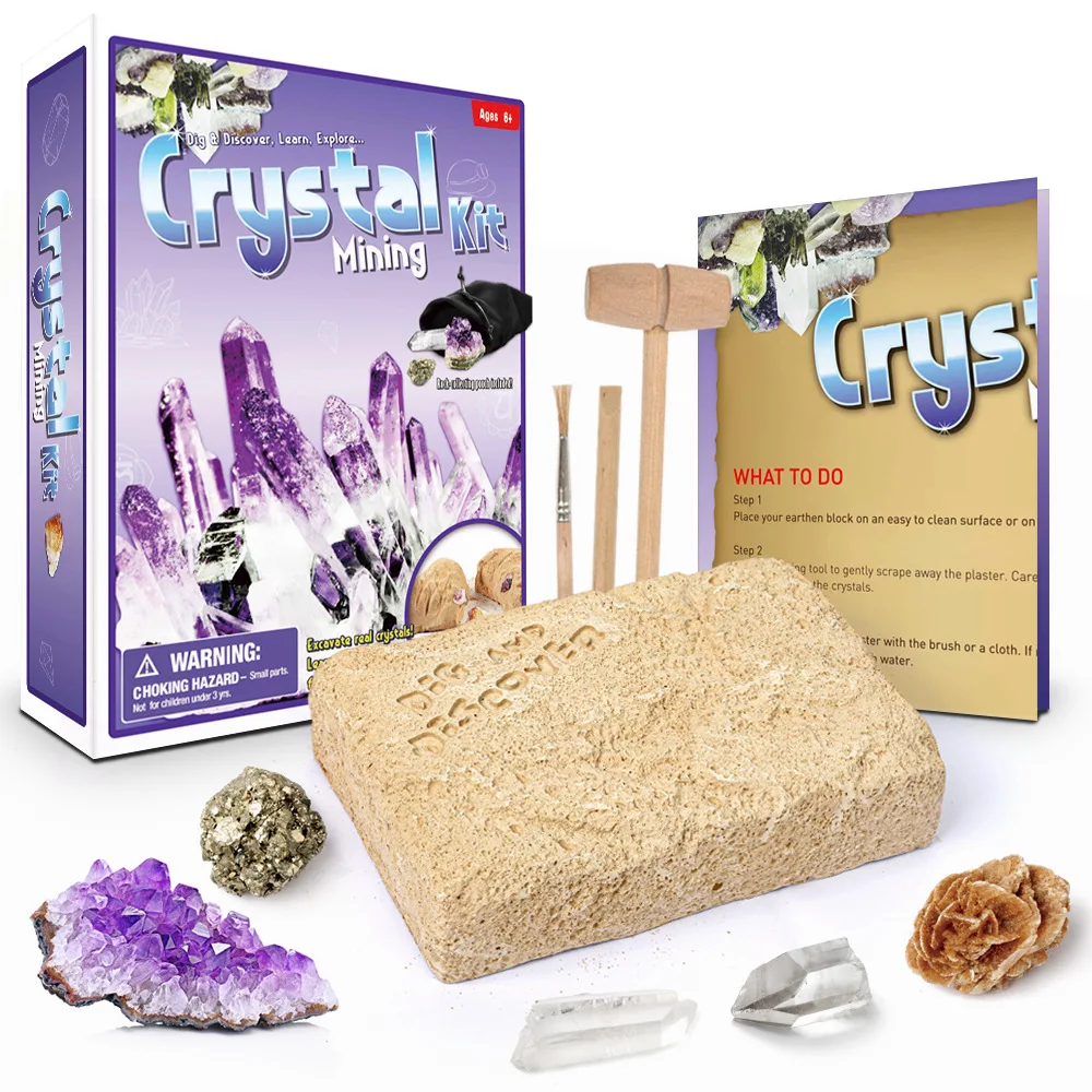 Real Gemstones Children Archaeological Excavation Dig a Dozen Gem Digging Kit Set Science Toy Mining for Kid Gift Gem Dig Kit