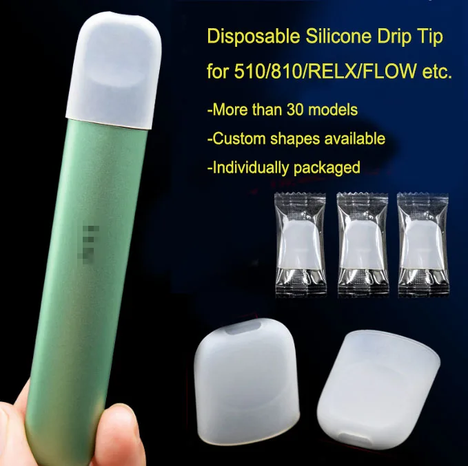 Professional Custom 810 510 R-5 disposable mouthpiece cover testing silicone drip tips for RELX YOOZ FLOW MOTI