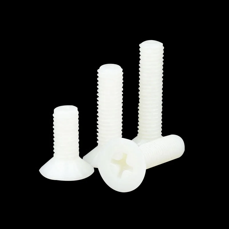 Sandingsheng in stock high quality black white flat head countersunk head PA66 polyamide nylon plastic bolt