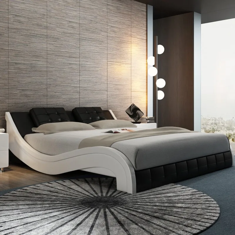 Modern nordic style double fabric bed other bedroom furniture for wedding