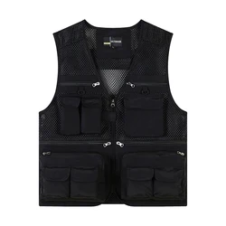 wholesale Fishing Wear Vest Cotton Men Outdoor Hiking Multi Pocket Cargo Design Mesh Lined Custom Logo Color