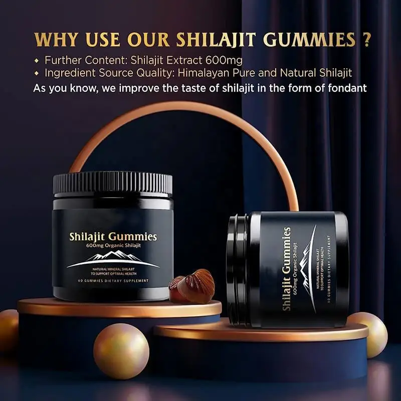 Private Label Sugar Free Shilajit Black Seed Oil Gummies 600mg Natural Mineral Shilajit Gummies Supplement Support Energy