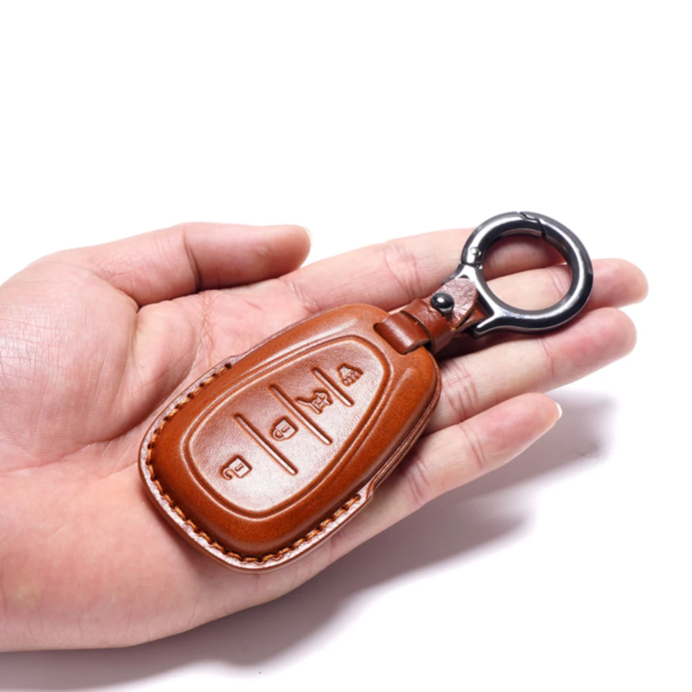 SweetPig OEM Genuine Leather Car Key Cover for Chevrolet 4 buttons key Case bag accessory pouch