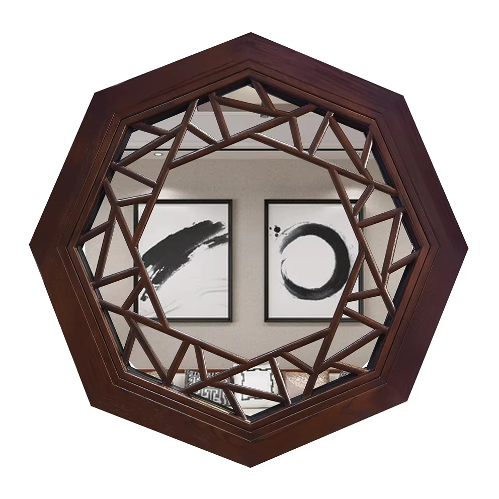Modern solid wood window circular carving pattern Solid wood ODM window belt pattern can be customized