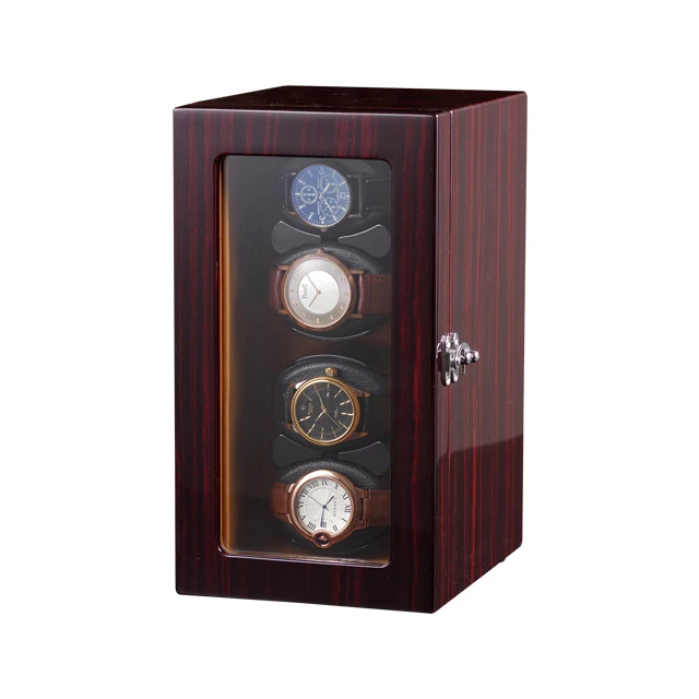 Luxury High quality Automatic watch winder safe wood leather rotations watch winder box  4 slots with open-stop