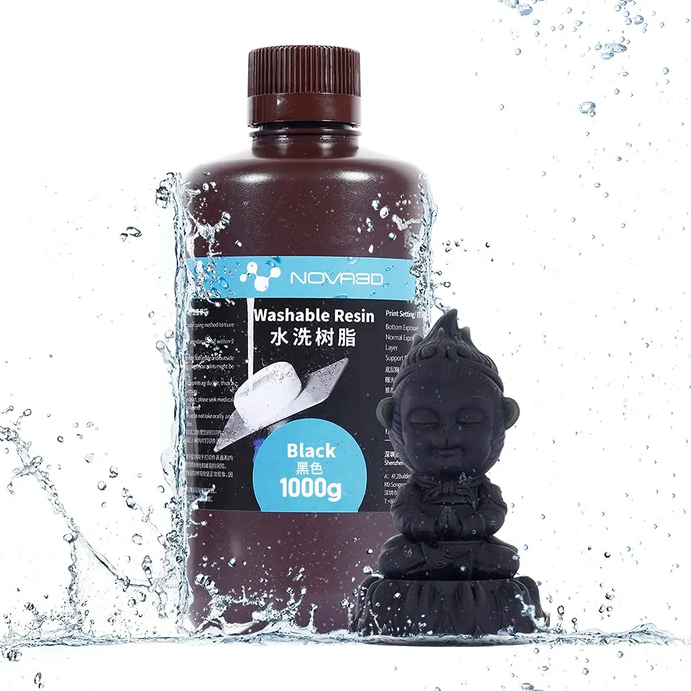 NOVA 3D Water Washable Polymer Eco-friendly Black 3D Printer Printing Resin 1kg UV for Resin Printer