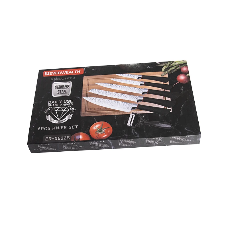 High Quality Factory 6pcs Stainless Steel Kitchen Knife Gift Set With Pp Handle