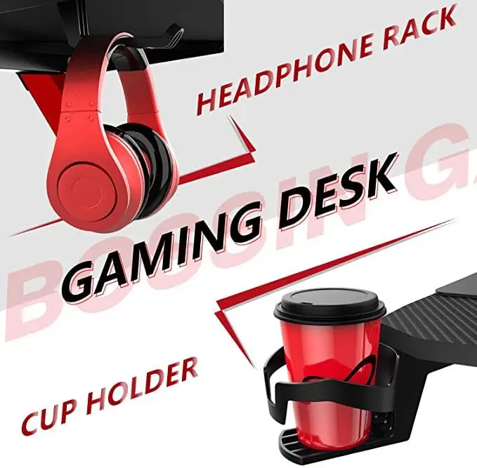  Lulu Tech Z Shaped Computer wide Racing Style Office Table Gamer Pc Big Workstation Gaming Desk with Free Mouse Pad Handle