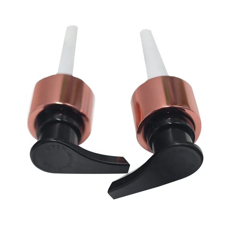 Manufacture Made Aluminium Cosmetic Pump Lotion Squeeze Bottle 28/410 24/410 Plastic Gold Lotion Pump