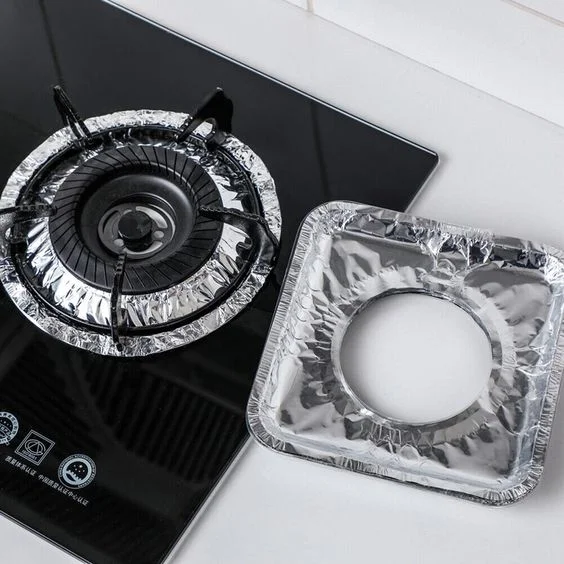 Disposable Liners Foil Aluminium Silver Kitchen Gas Stove Protect Tin 50 Pack