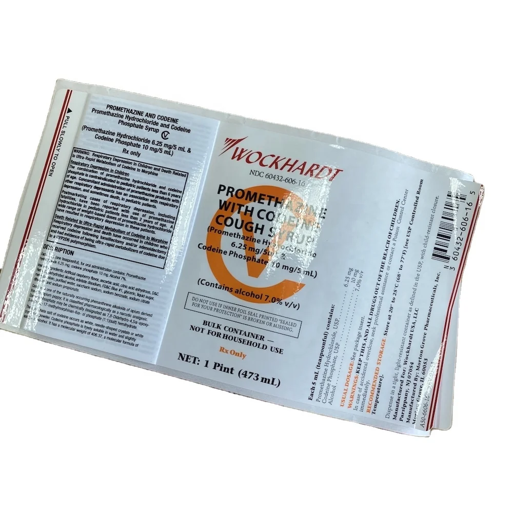 Wockhardt Labels Cough Syrup hi tech Multi-layer Folding Adhesive Sticker