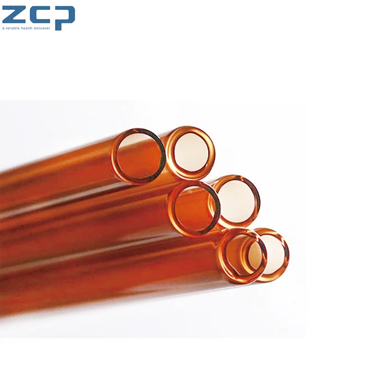 High Temperature Resistant Amber 25 ml Neutral Boron Silicate Type 1 Coe 5.0 Thickness 0.55mm Glass Tube Medical For A