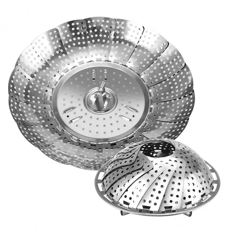 Creative Multi-functional Folding Steaming Fruit Plate 22cm 26cm 30cm Stainless Steel Steamer useful kitchenware tools