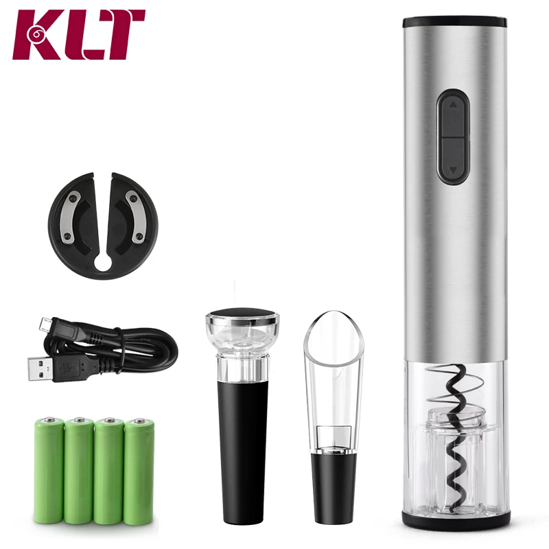 Wedding gift Rechargeable Corkscrew Electric Wine Opener Gift Set with Foil Cutter and Pourer Bottle Stopper