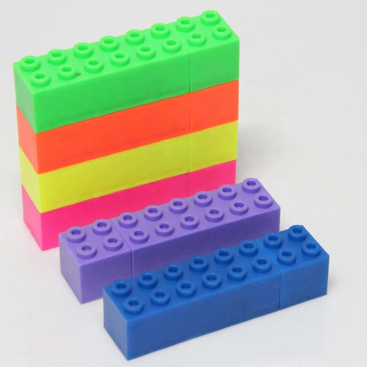 Children toy bricks color marker pen kids building block puzzle highlighter
