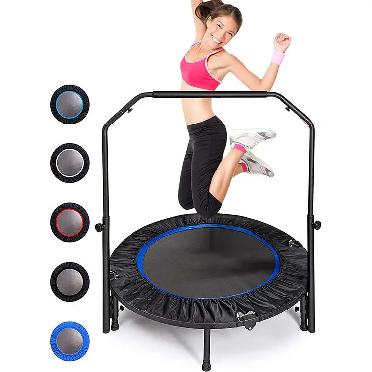 Factories Wholesale Indoor Mini Children Cardio Training Trampoline With Adjustable Heights Foam Handrail
