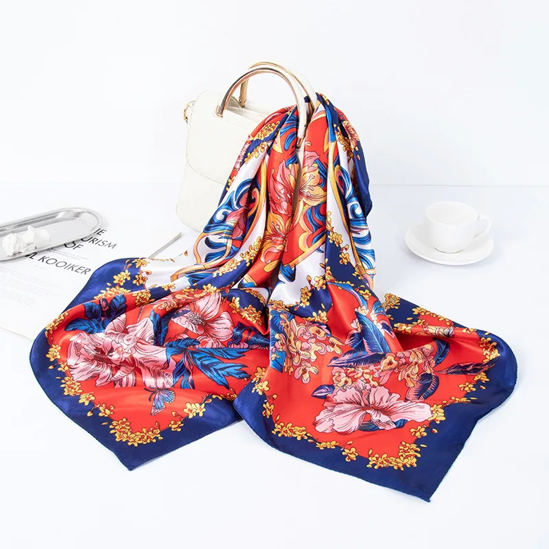 Satin Scarf Manufacture Custom Neck Silk Like Scarf Women Ladies Square Satin 90x90 Scarves
