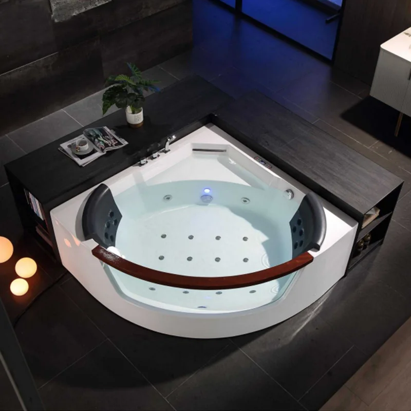 Multifunctional Acrylic Bath Tub 2 People Jaccuzi Glass Whirlpool Massage Corner Bathtub