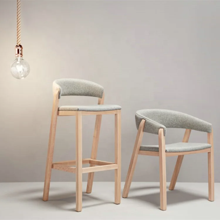 nordic styled kitchen island furniture fabric bar stool with foot stop