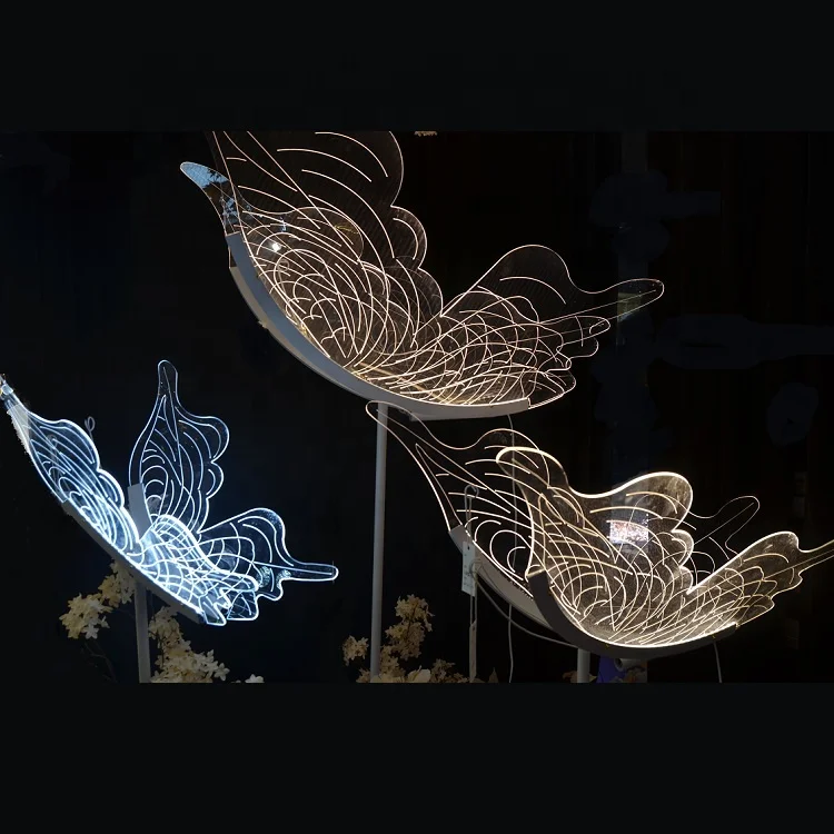 latest LED large acrylic butterfly walkway or hanging type for wedding decoration, Christmas decoration, stage background