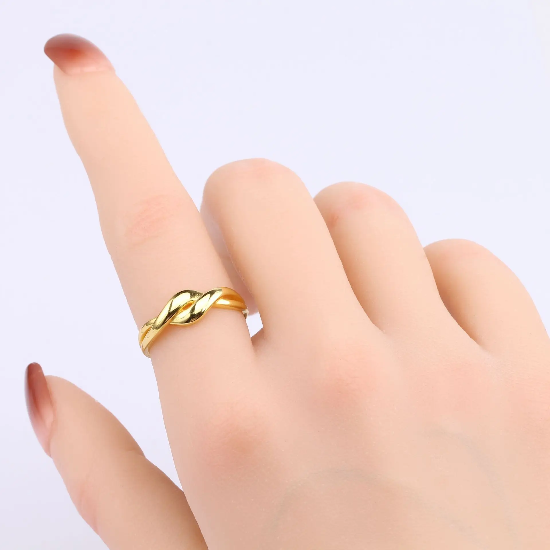 S925 Sterling Silver Light Luxury Senior Sense of Vegetarian Circle Personalised Wave Opening Ring Creative Fashion Ring