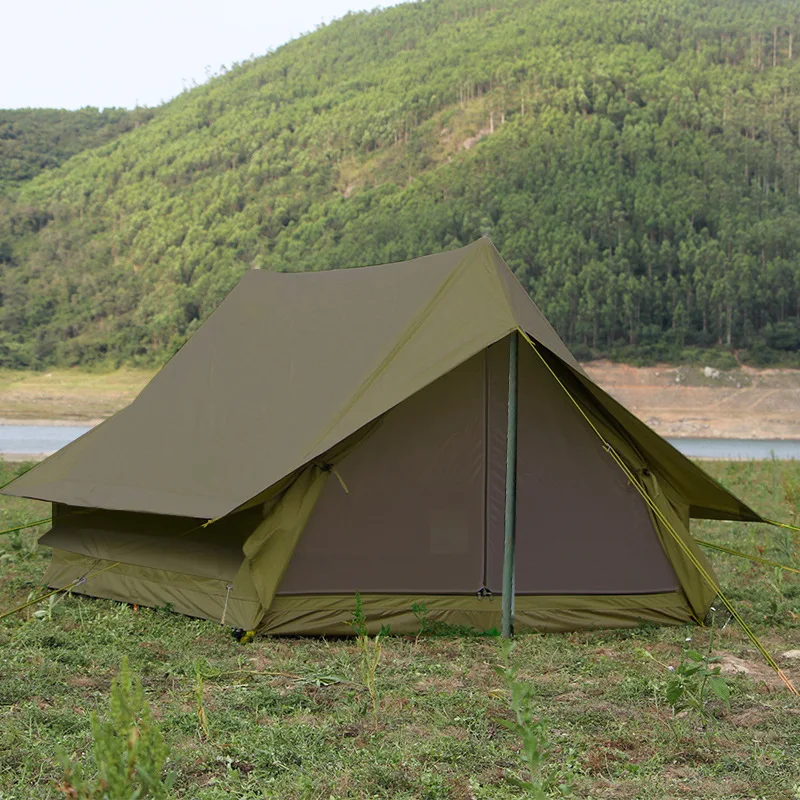 New style 210D Waterproof Oxford cloth 4 Seasons Camping Tent For 2 People Double Layers Disaster Relief  Green Cottage Tent