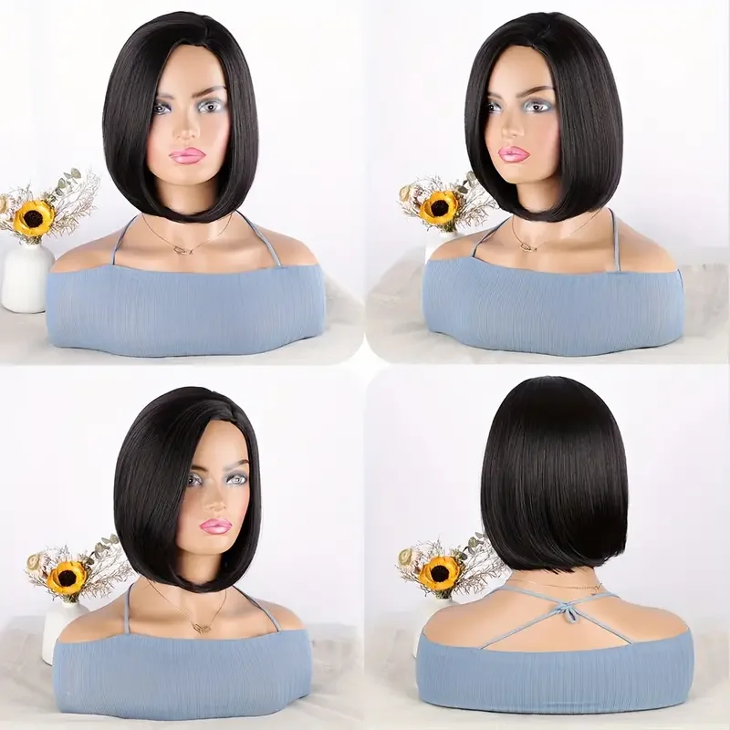 Aisi Hair wholesale premium fiber highlight color synthetic bob wig side part cheap short cut wigs for women natural looking