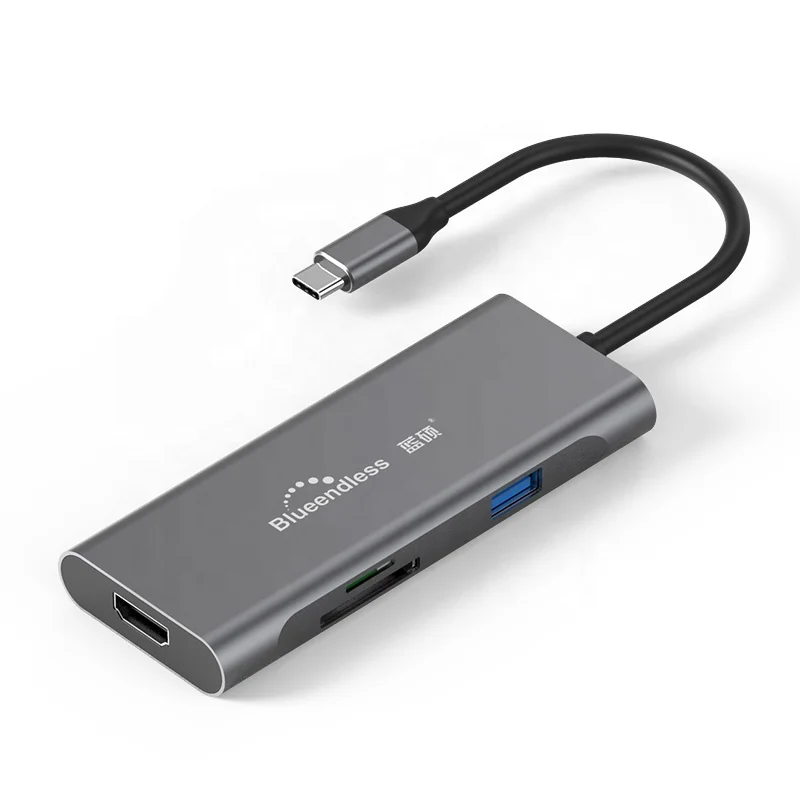 7 IN1 USB C концентратор с 4K HD TV 100 Вт Питание доставки док-станция 3 0 слот для карт памяти портов ноутбук адаптер переменного