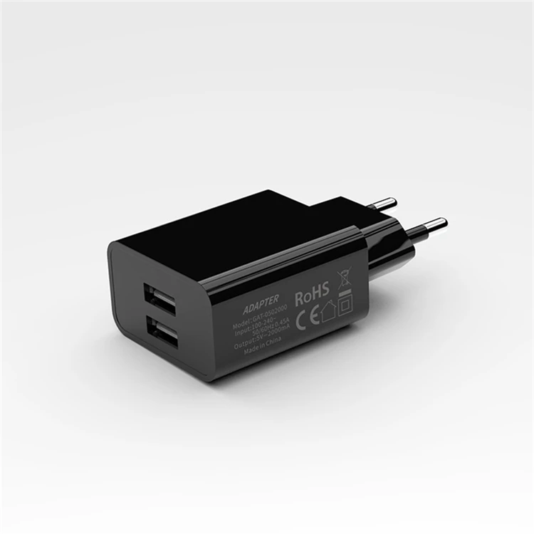Manufacturer Supplier Ce 2 Usb Ports 5v 2a Travel Portable Universal Phone Wall Charger Adapter