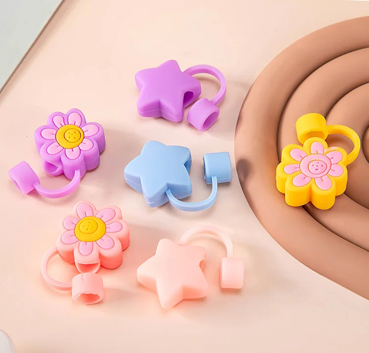 Factory Price Reusable 10mm Straw Tips Dust Toppers Covers Cap Straw Topper Charms Bulk wholesale for party accessories
