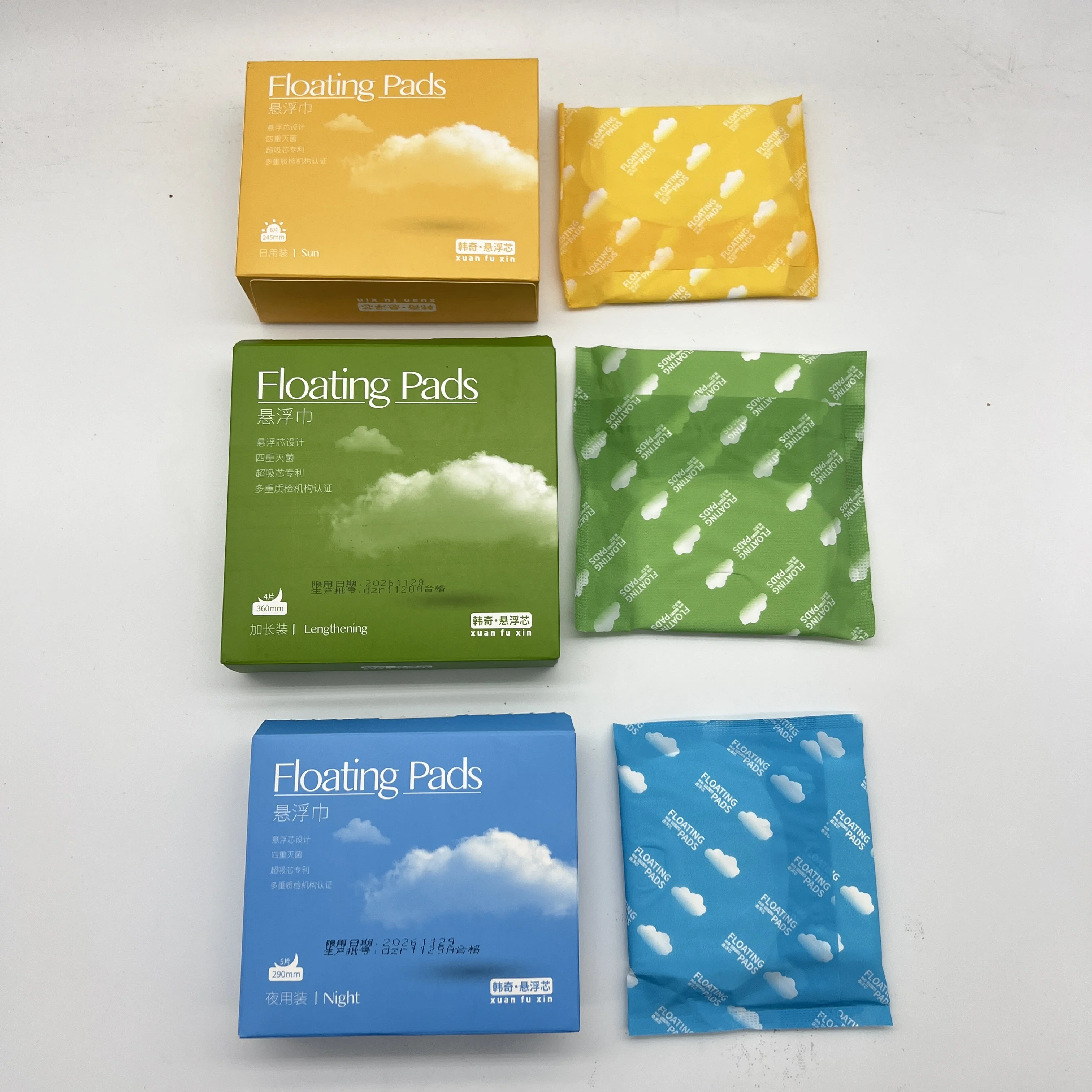 Organic Feminine Hygiene Products Absorbent Fabric for Reusable Sanitary Pads Women 3D Suspend Floating Anion Napkin