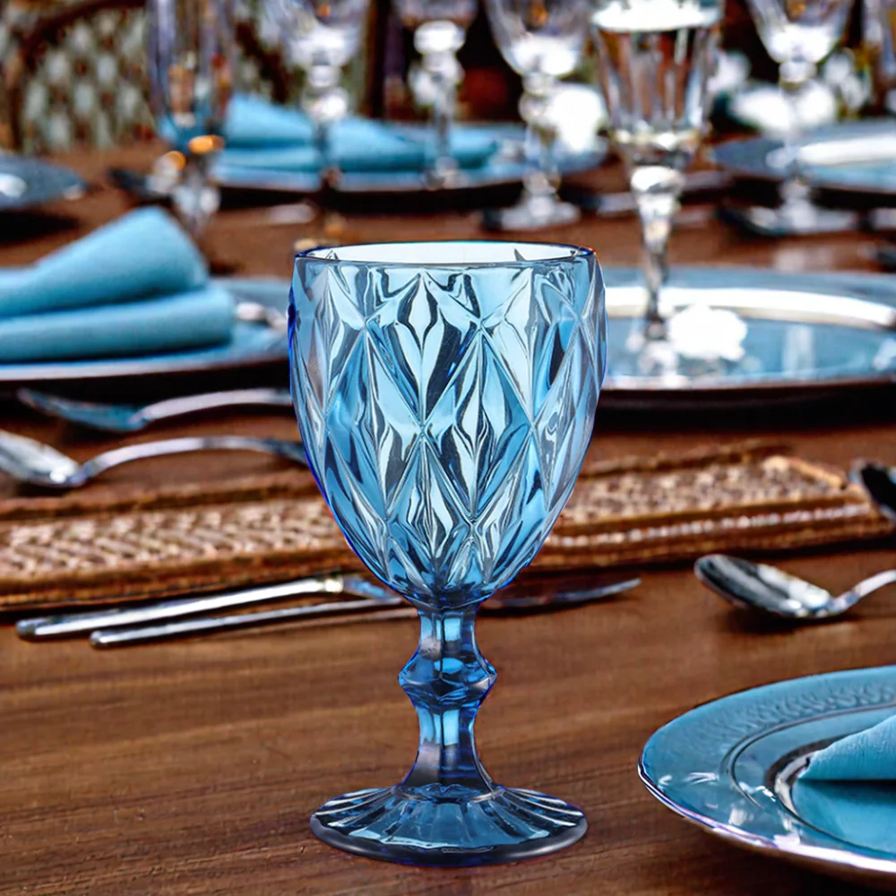 Wedding Vintage Champagne Blue Amber Water Wine Cup Color Glassware Blue Goblets Goblet Crystal Wine Glass 240ml 300ml