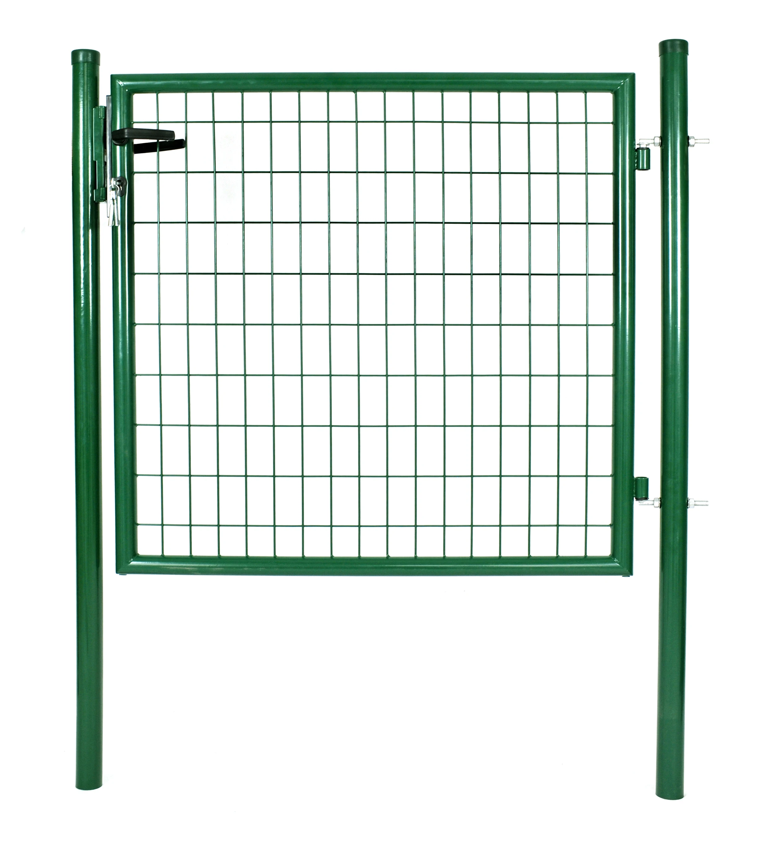 Yard Link Wire Mesh Fence Single Gate Green Pvc Coated Europe Garden Gate With Safty Lock Round post