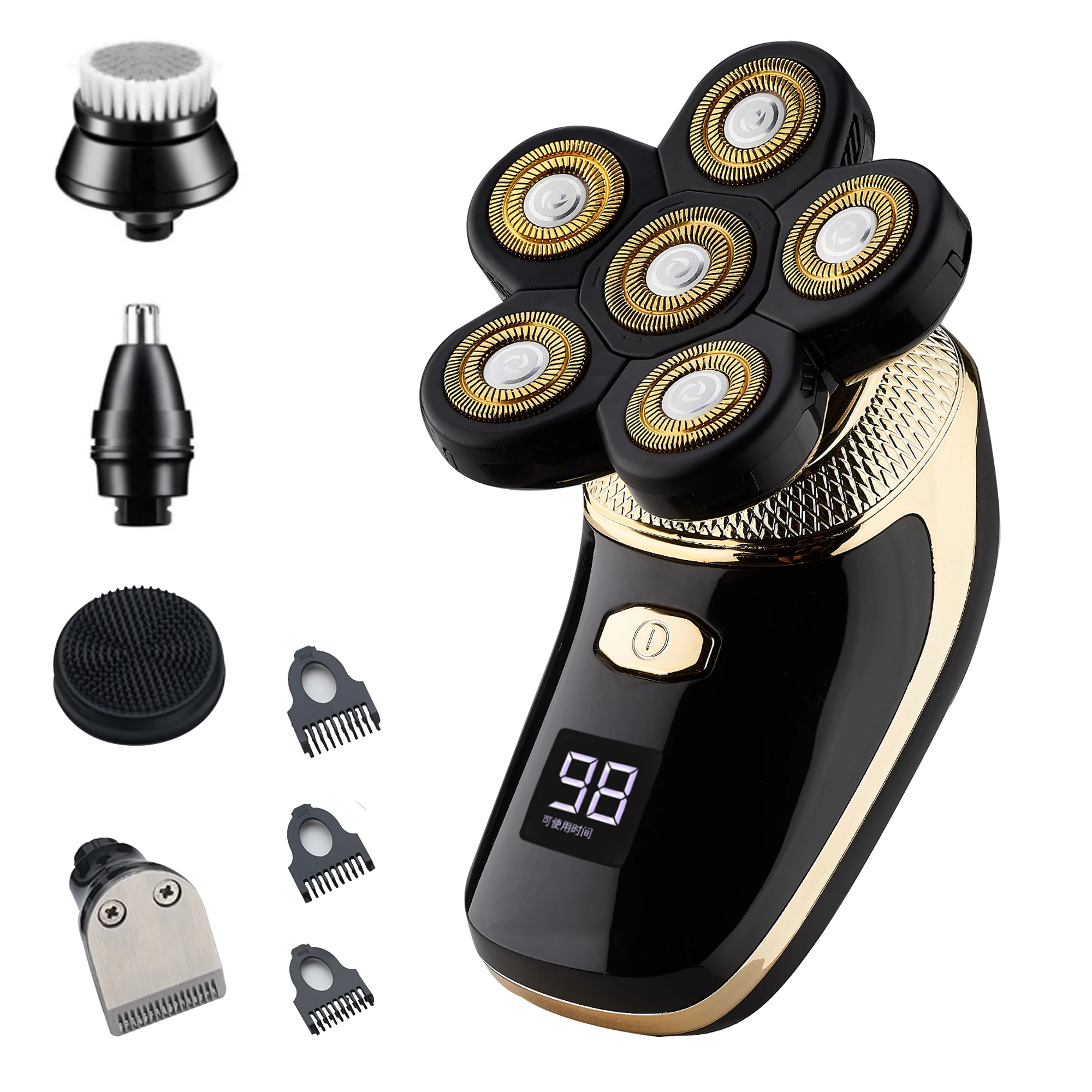 Перезаряжаемая электробритва для мужчин 5 в 1, бритва для облысения