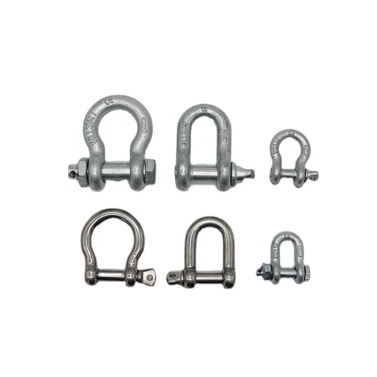 OEM Various Bow shackle Galvanized Stainless Steel Screw Pin 3/4 inch Anchor Shackle with safety bolt pin D shape shackles
