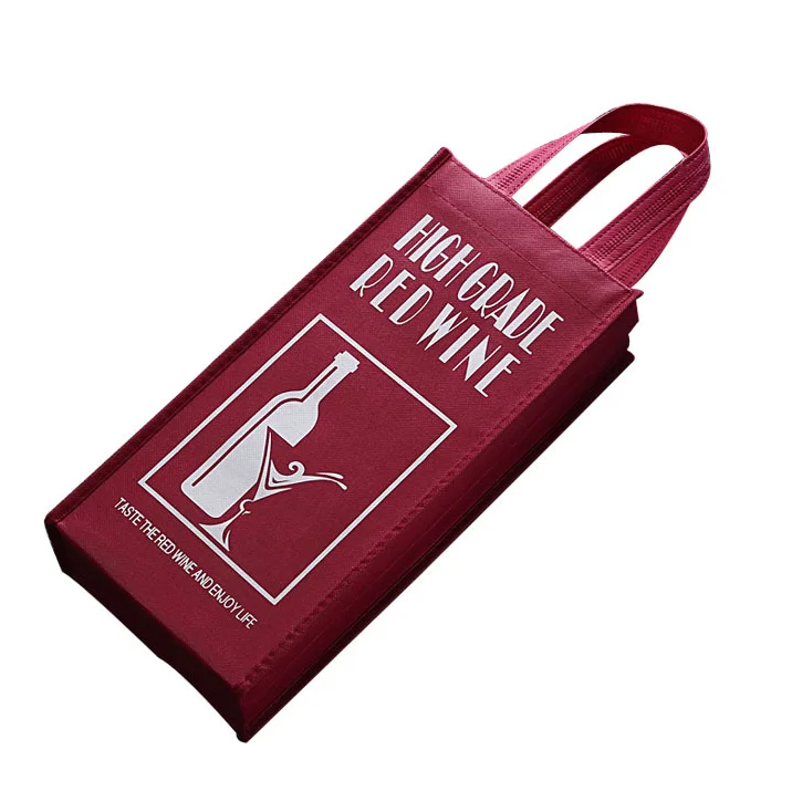 custom china professional manufacturer supply customized eco friendly printing cheap pp non woven red wine carry bag