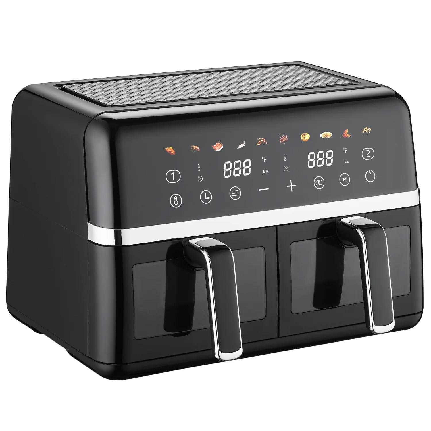 BSCI CB CE LVD EMC ETL GS 4.5+4.5 9L Large Dual 2 Basket 2800W Visual Cooking Window Digital LCD Touch Screen Smart Air Fryer