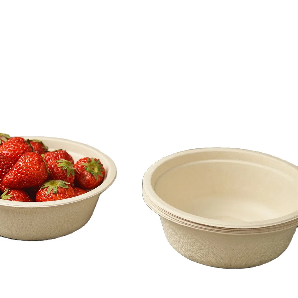 Eco Friendly Disposable Biodegradable Sugarcane Pulp Round Take Out Fast Food Compostable Packaging Bowl