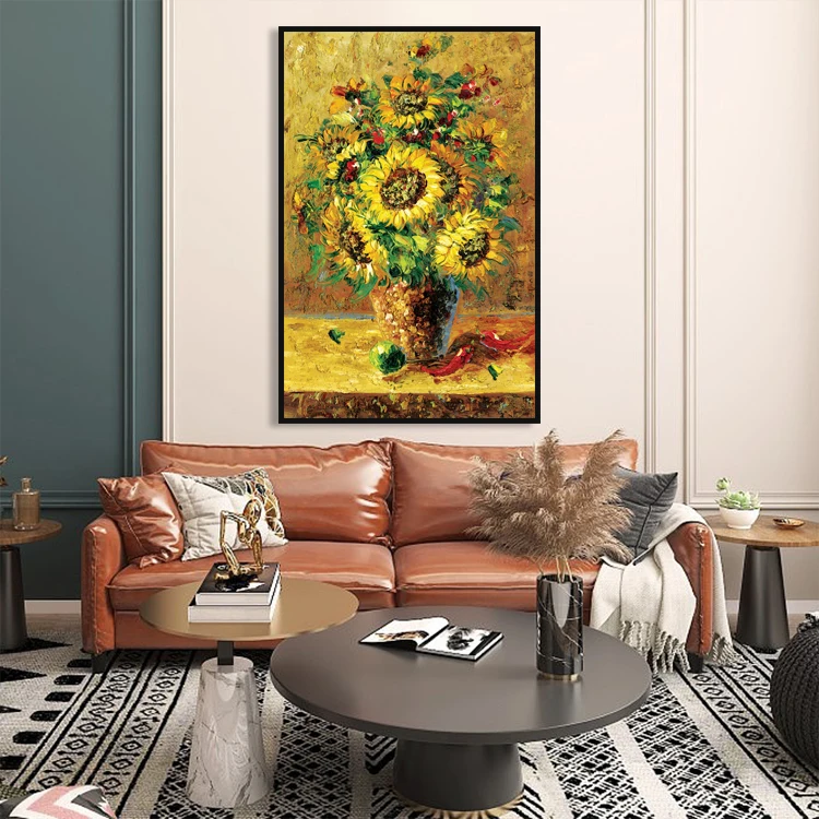 Modern Wall Art Decoration 3d Textured Abstract Flower Wall Pictures Large Oil Painting For Living Room
