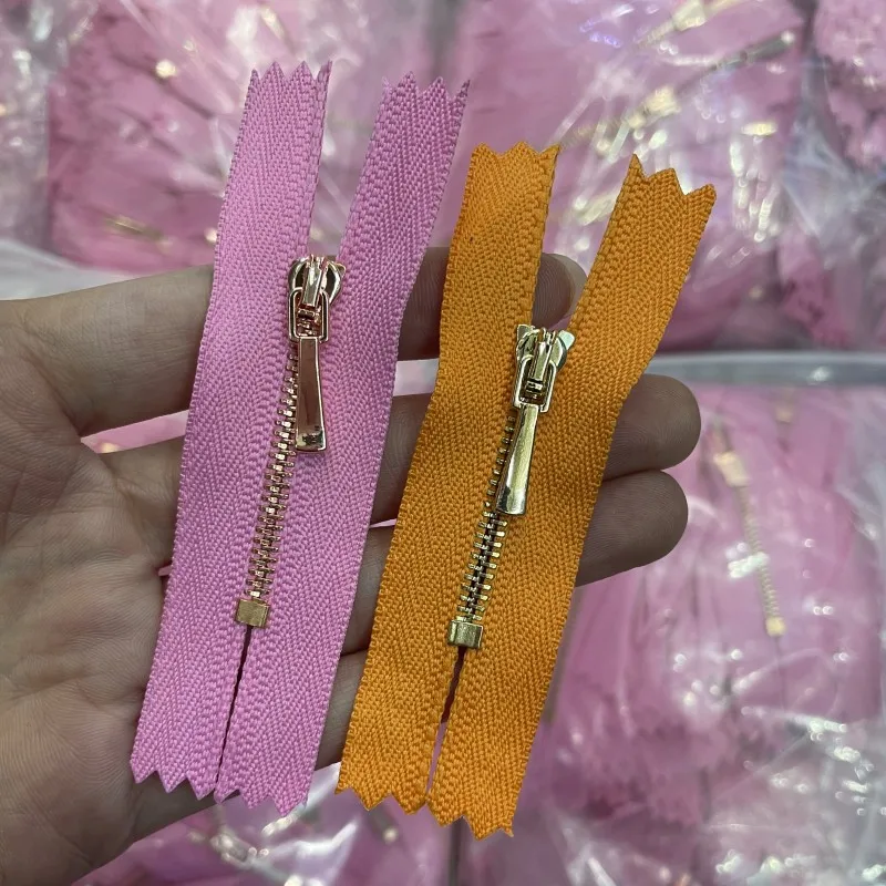 Custom rose gold zipper mini size DIY sewing accessories tailoring garment mini #1 close end metal zipper for doll costume