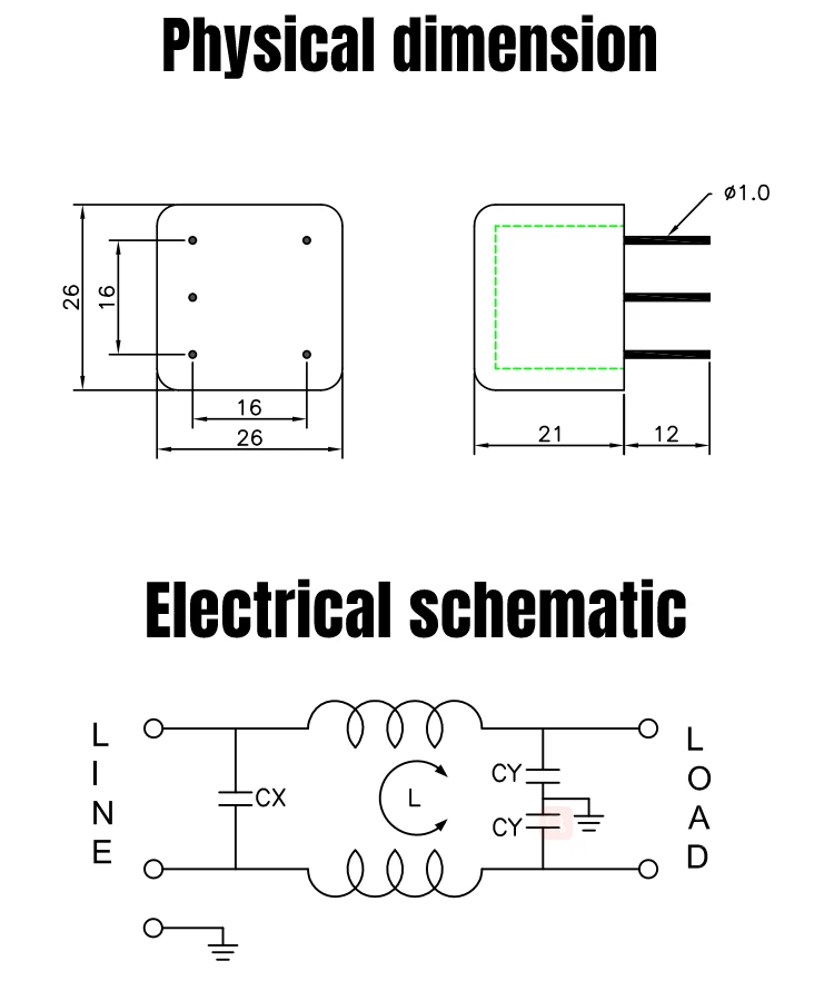 Factory OEM/ODM Metal Shell PCB Filter 1A~6.5A Low Pass Single Phase Filter AC EMI Filter