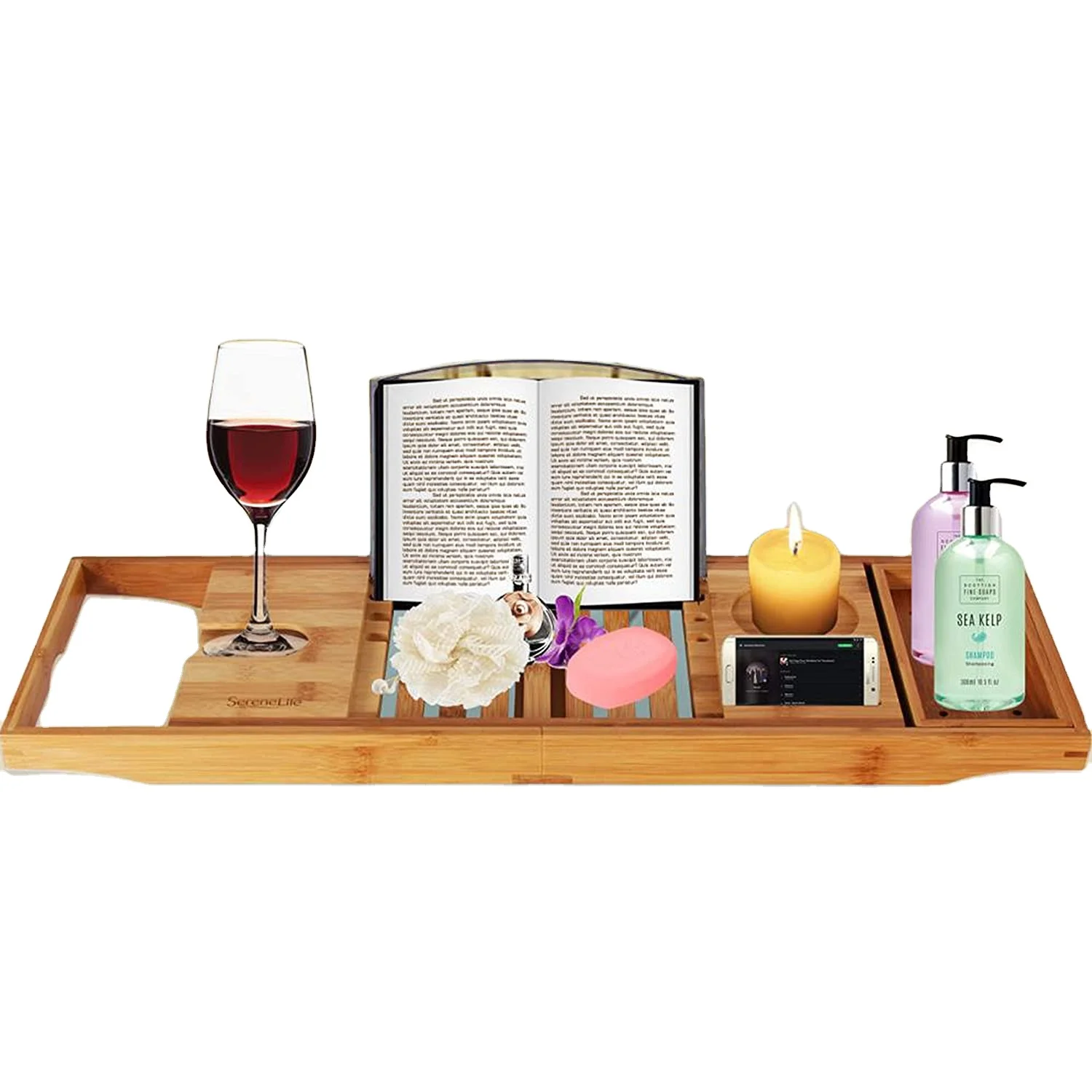 
Combohome Tray for Luxury Bamboo Bathtub Caddy Tray Wood Brown Bath Table for Tub Change Table with Bath 