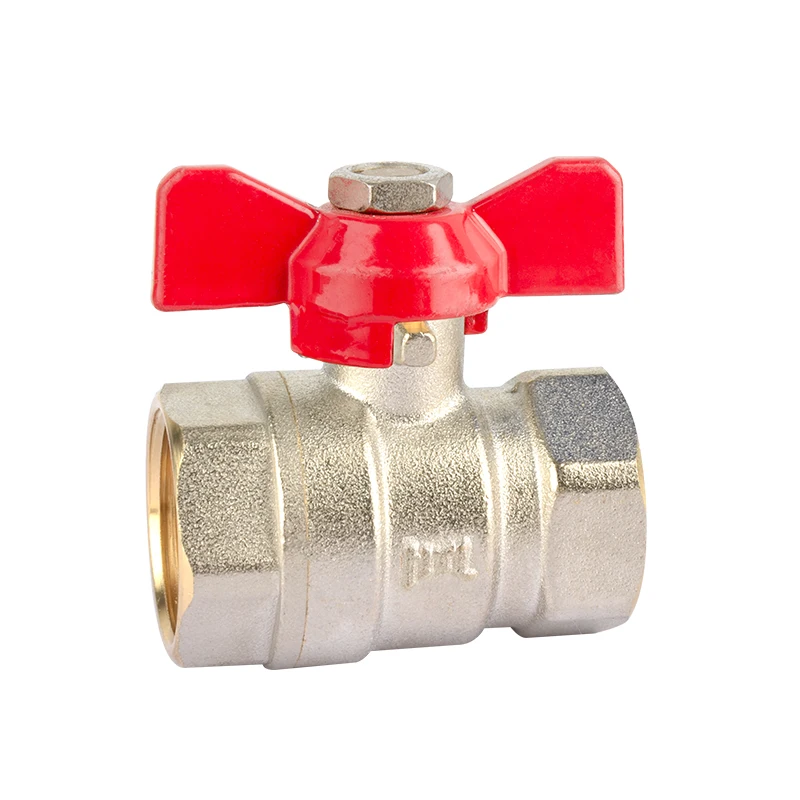 HT 100-0111 Factory Wholesale Brass Ball Valve With butterfly Handle Customizable W/ Nickel/chrome