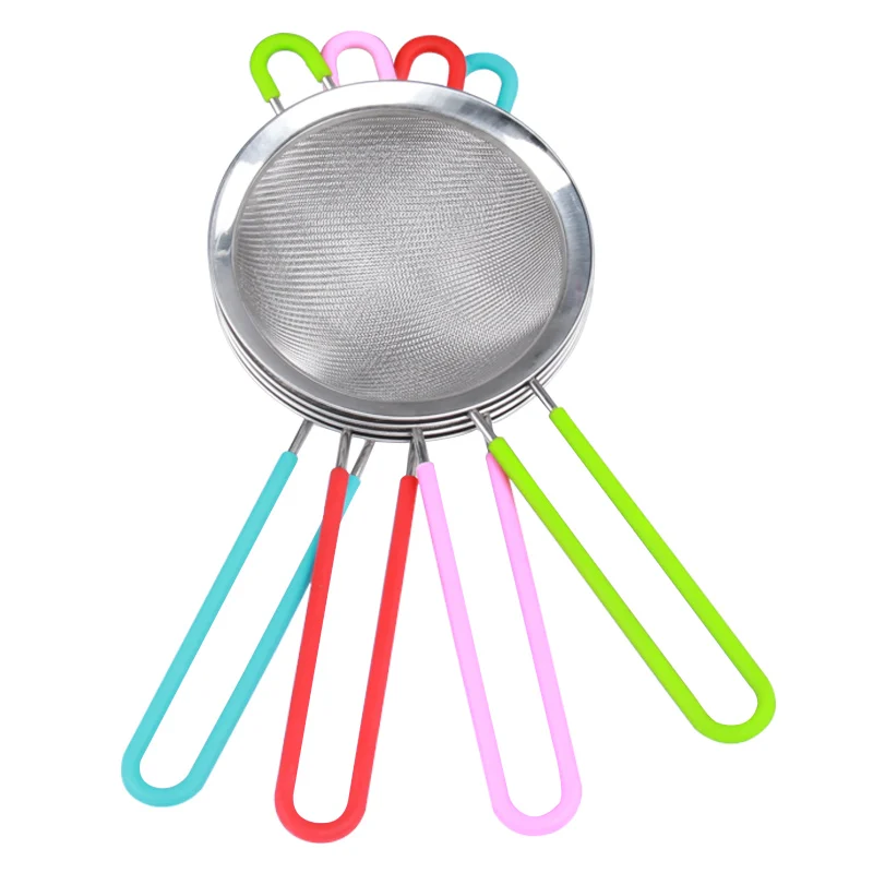 Stainless Steel Mesh Strainer 7-20CM Mesh Strainer with Silicone Handles