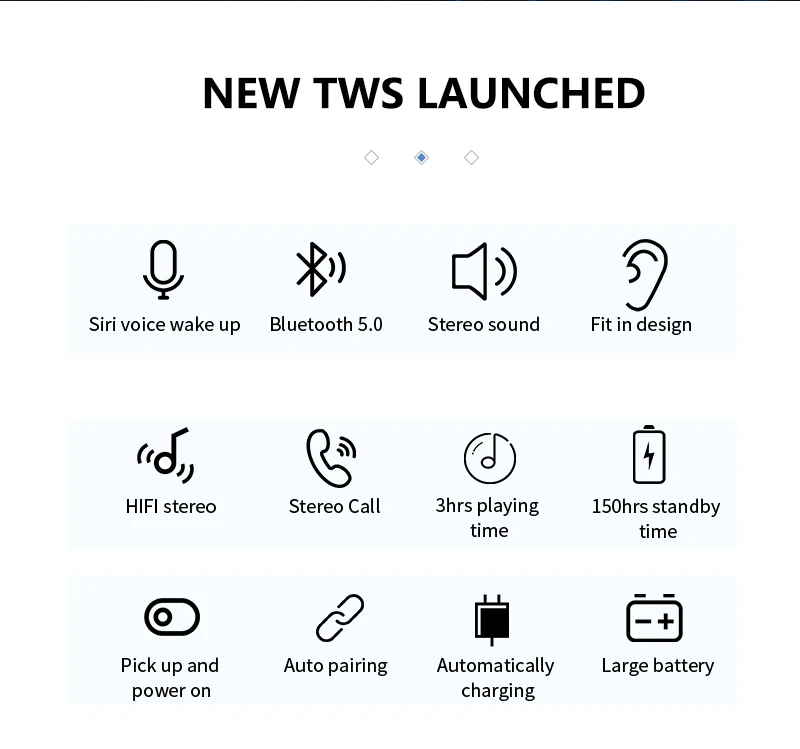 TWS Stereo Headphones with 2000mAh Power Bank in-Ear Built-in Mic Headset 3D Hi-Fi Sound Auto Pairing Waterproof Headphones